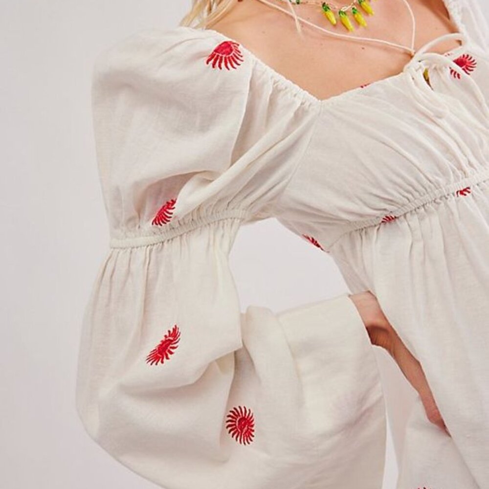 FREE PEOPLE emory embroidered midi dress Sz XS NEW - Picture 2 of 13